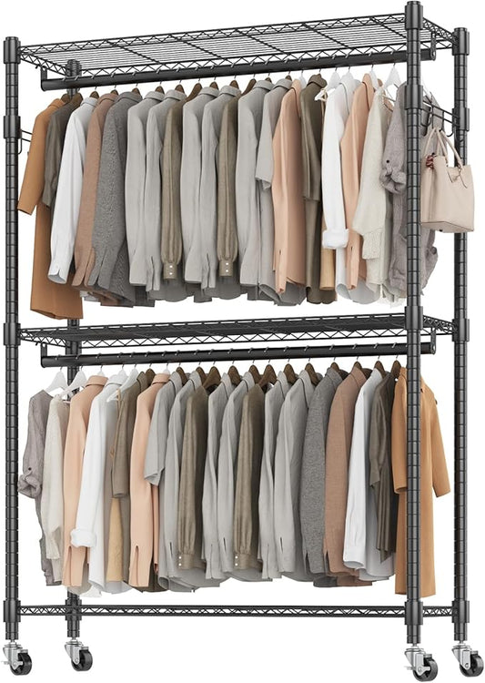 BATHWA Heavy Duty Garment Rack on Wheels, Rolling Clothes Racks by BATHWA