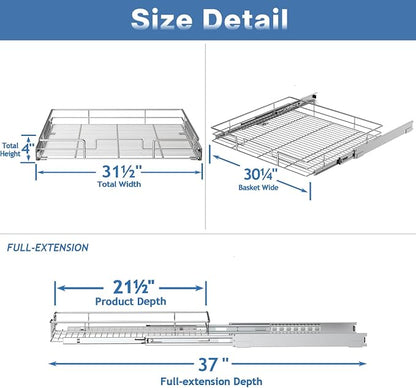 Pull Out Cabinet Organizer 31½" W x 21½" D, Heavy Duty Cabinet Pull Out Shelves - Image 3