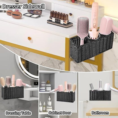 Hair Tool Organizer, Wall Mount Curling Iron Holder, Waterproof Wicker Hot - Image 7