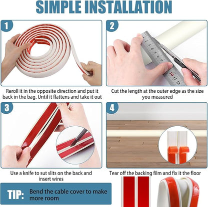 Floor Cord Covers for Wires 10FT Cable Hider Wire Cover Self Adhesive Cord - Image 5