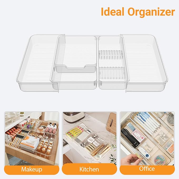Expandable Drawer Organizer Tray from 11” to 19.1”, Adjustable Silverware in - Image 8