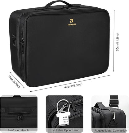 Relavel Large Makeup Organizer Profession Makeup Bag Extra Large Makeup Case - Image 6