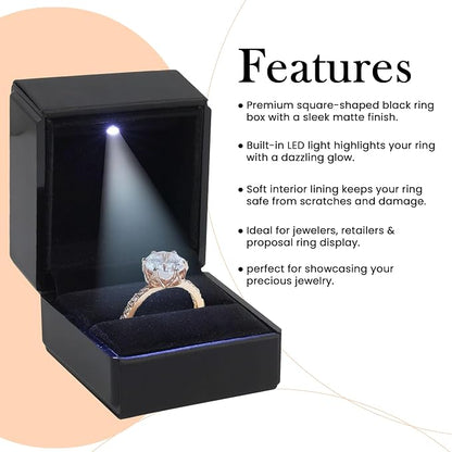 Novel Box Square Shaped Black Ring Box - Image 3