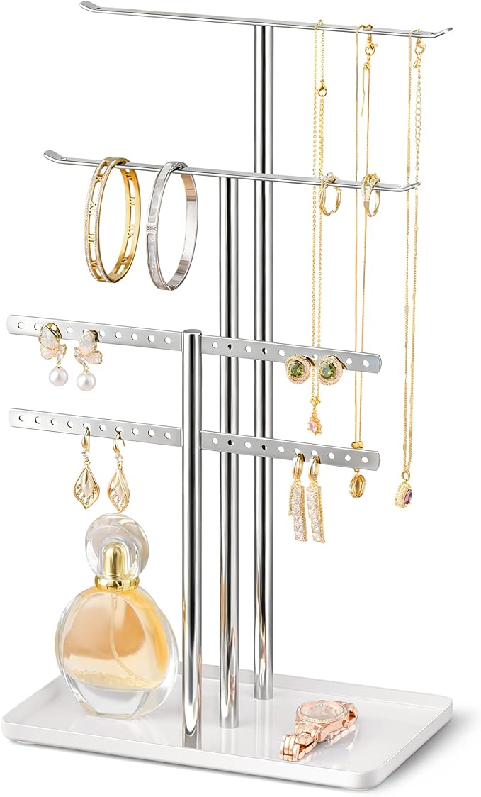 pickpiff Silver Jewelry Stand Holder Organizer: 14.5" Sturdy Hanger by pickpiff