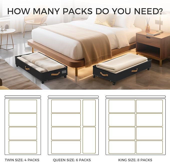 Under Bed Storage with Wheels 2-Pack, 75L XXL Under the Bed Storage Containers - Image 8