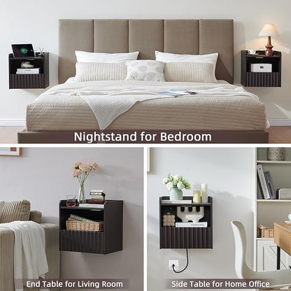 Modern Fluted Floating Nightstand Wall Mounted - Image 6
