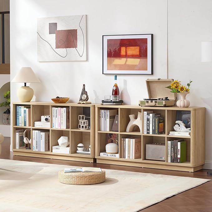 8 Cube Storage Book Shelf, Floor Standing Wooden Cubby Bookcase - Image 5