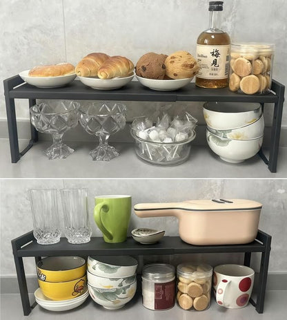 2 Pack Expandable Cabinet Shelf Organizer 16-26" L Stackable Kitchen Counter by Urhomeyplus
