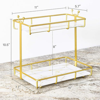 Bathroom Counter Organizer Makeup Organizer 2 Tier Vanity Tray Dresser - Image 2