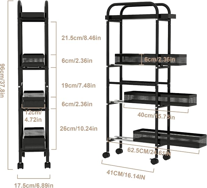 UMDONX Slim Storage Cart 4 Tier - Image 6