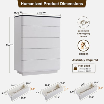 ACCOHOHO Modern 5 Drawer Dresser - Image 2