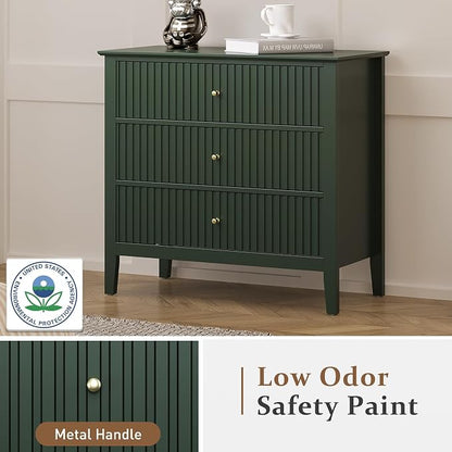 RoyalCraft Green Fluted 3 Drawer Dresser, 32 inch Wide Dresser Nightstand - Image 6