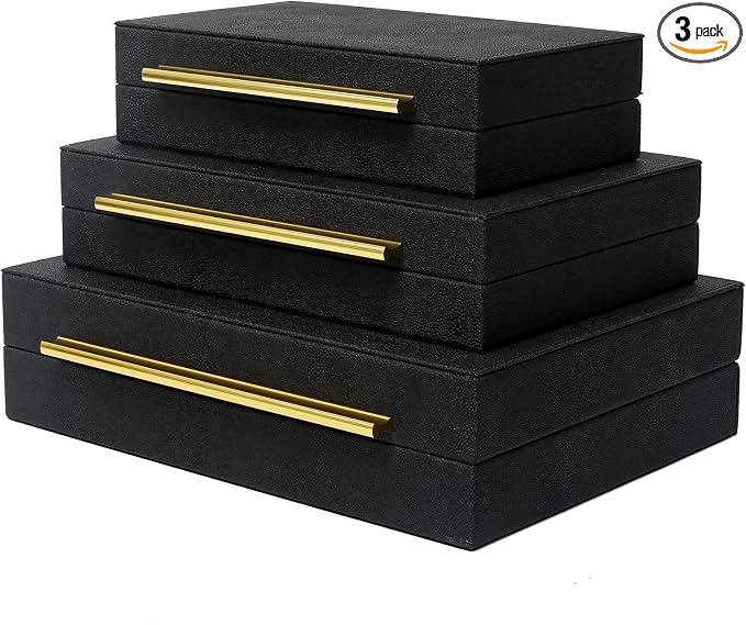 Faux Shagreen Leather Jewelry Storage Boxes Set of 3 by DECOR4SEASON