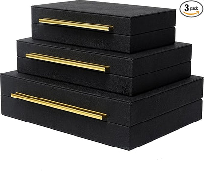 Faux Shagreen Leather Jewelry Storage Boxes Set of 3 by DECOR4SEASON
