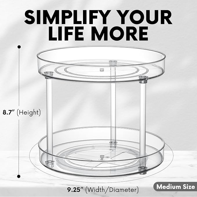 Clear Lazy Susan Turntable Organizer, Rotating Spice Rack Kitchen Pantry - Image 2