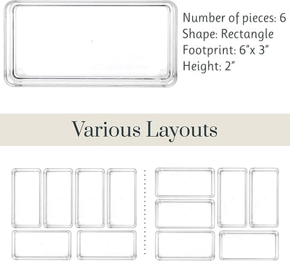 STORi SimpleSort 6-Piece Stackable Clear Drawer Organizer Set | 6" x 3" x 2" - Image 5