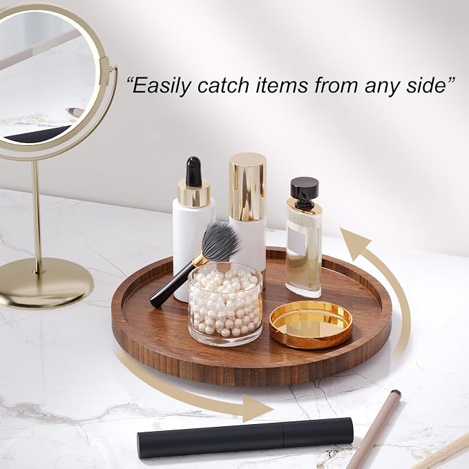 Lazy Susan Organizer for Kitchen, Bamboo Turntable for Cabinet, Small（Brown） - Image 4