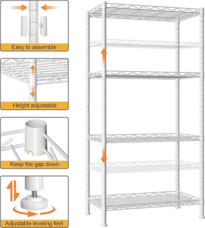 HOMEFORT 4-Shelving Unit, Adjustable Wire Shelving, Metal Wire Shelf Rack - Image 5