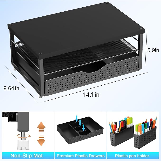 gianotter Wood Monitor Stand Riser, Office Desk Shelf Organizer, Desk Organizer - Image 4
