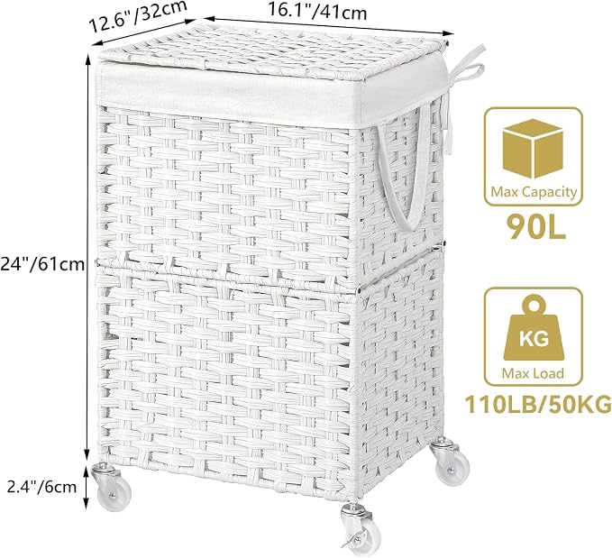 Chrislley 90L Slim Laundry Hamper - Image 6