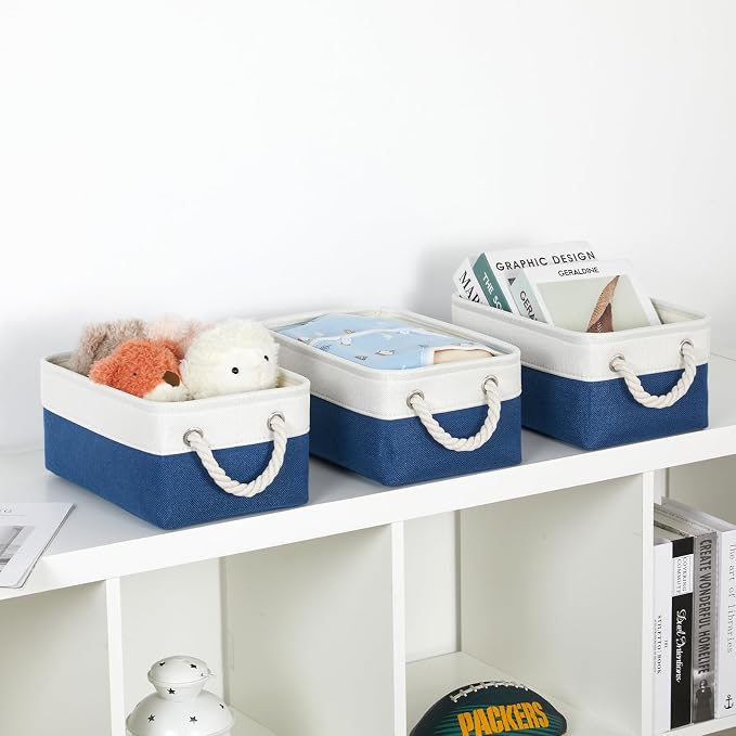 Bidtakay Small Storage Baskets for Shelves 3 Pack Fabric Storage Bins for - Image 4