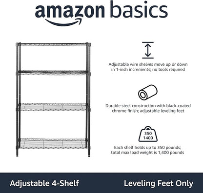 Amazon Basics 4-Shelf Adjustable Heavy Duty Steel Wire Rack Storage Shelving - Image 4