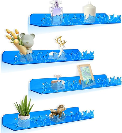 Floating Shelves for Wall, 4 Pack 15.7’’x 3.5’’Adhesive Acrylic Shelves by Alldomess
