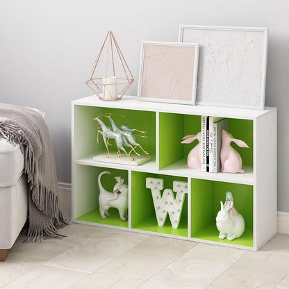 Furinno LUDER Book Shelf, 5-Cube Bookshelf, Reversible Bookcase, 9.4 x 19.5 x - Image 2