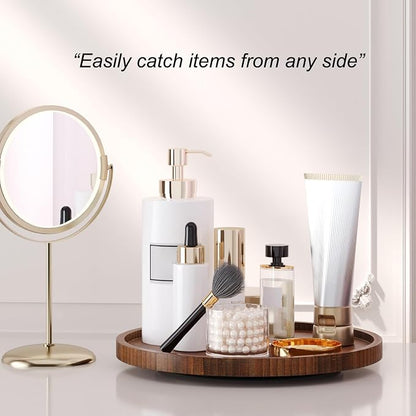Lazy Susan Organizer for Kitchen, Bamboo Turntable for Cabinet, Middle（Brown） - Image 3