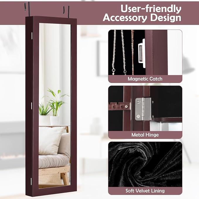 HAPPYGRILL Wall Mounted Jewelry Cabinet - Image 4