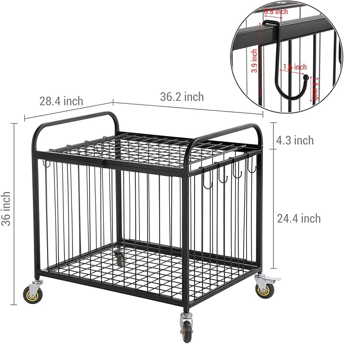 MyGift Large Capacity Metal Rolling Multi Sports Ball Cage Storage Hopper - Image 5