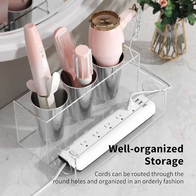 NIUBEE Hair Tool Organizer, Bathroom Countertop Blow Dryer Holder, Vanity Caddy - Image 4