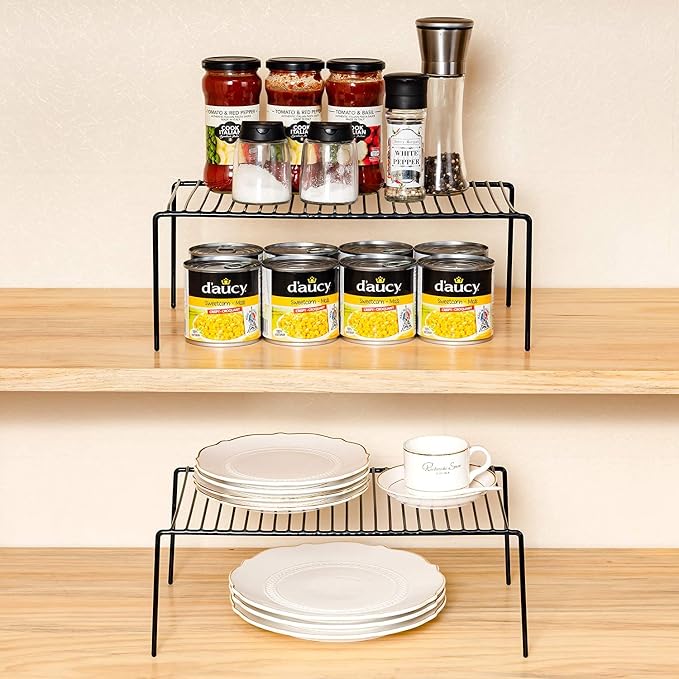 Kitchen Cabinet Shelf Organizer Set of 5, Large Metal Wire Pantry Storage - Image 5