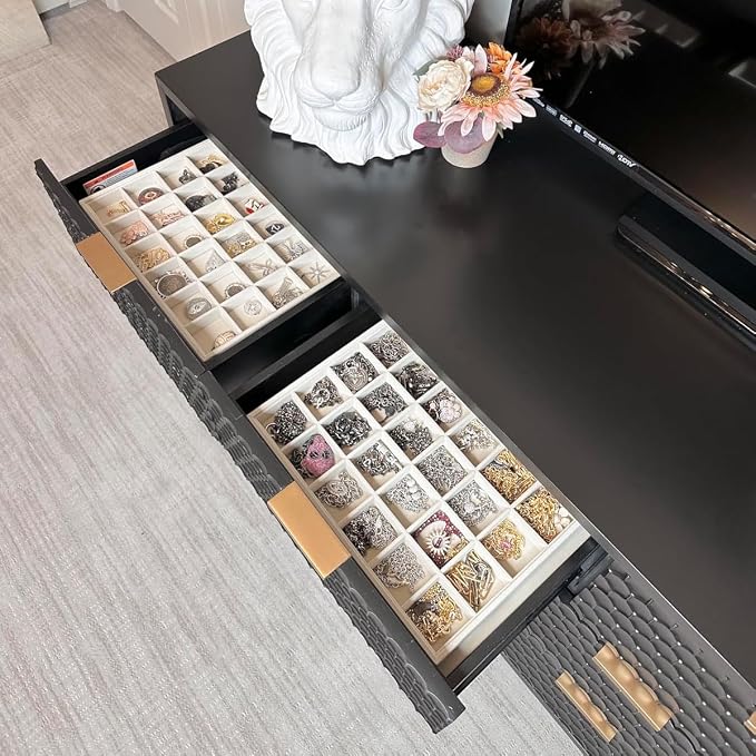 Coward 2PC Stackable 24 Gird Jewelry Organizer Tray Necklace Earring Box - Image 5