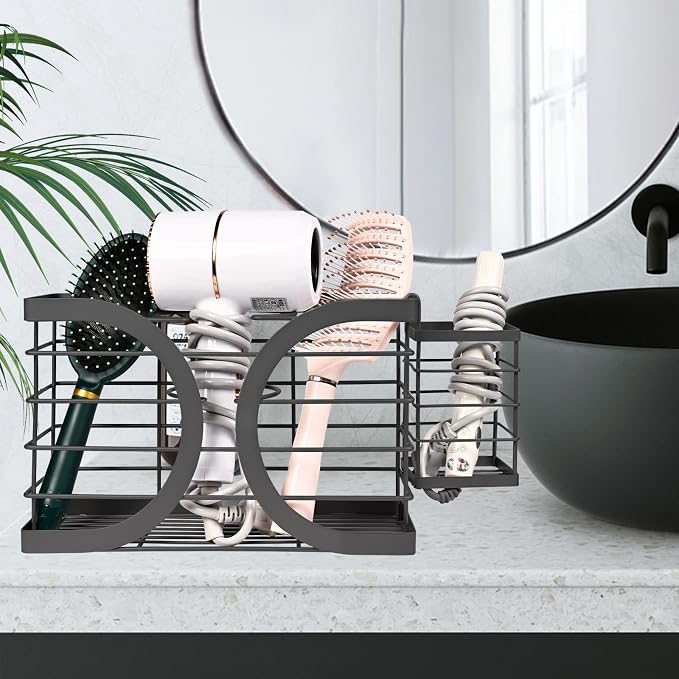 Elegant Black Wall Mounted Hair Dryer Holder - Image 7