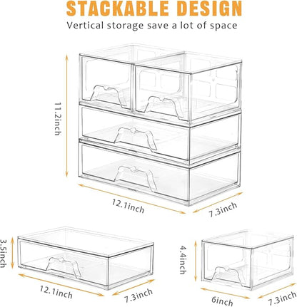 3 Pack Stackable Storage Drawers Clear Acrylic Organizer Makeup Bathroom - Image 2