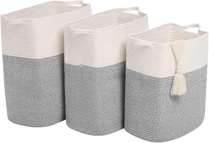 Tall Laundry Basket With Handles, Woven Cotton Rope Big Laundry Hamper Sorters - Image 5