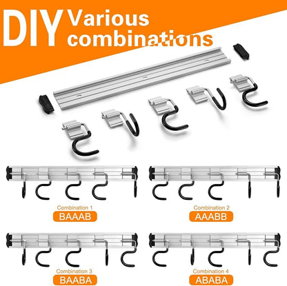 34.5'' Aluminum Alloy Garden Tool Organizer Wall Mount Garage Organizers and - Image 4