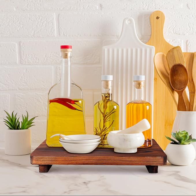 Farmhouse Bathroom Counter Tray Wood Risers Display Stands Kitchen Countertop - Image 3