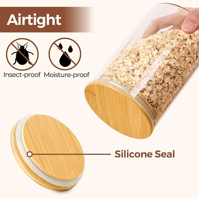 ComSaf 0.6 Qt Glass Food Storage Jars Set of 9, Pantry Organization Jar - Image 7