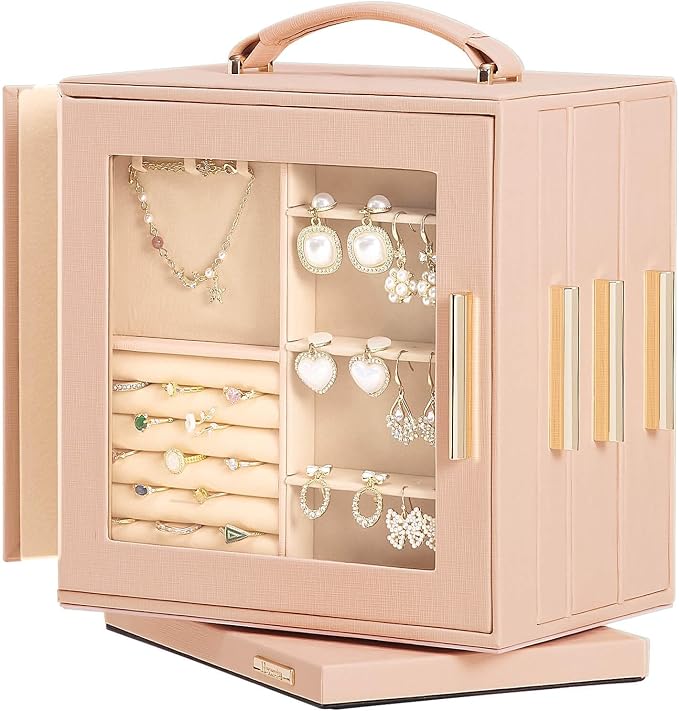 Homde Christmas Gifts Jewelry Box 360° Rotating, Necklace Earring Organizer by Homde