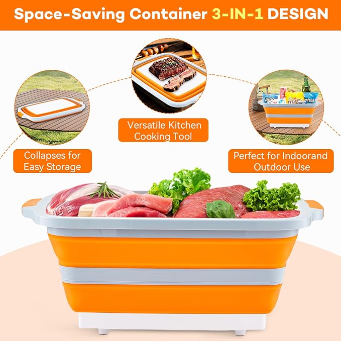 Collapsible BBQ Prep Tub with Cutting Board - Image 2