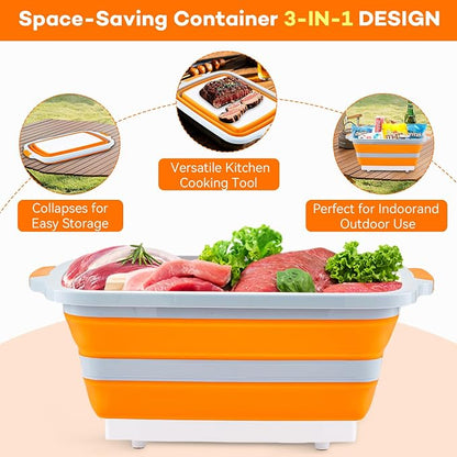 Collapsible BBQ Prep Tub with Cutting Board - Image 2