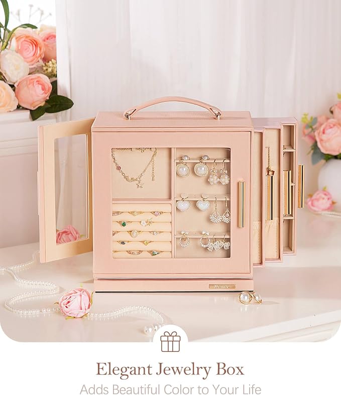 Homde Christmas Gifts Jewelry Box 360° Rotating, Necklace Earring Organizer - Image 8