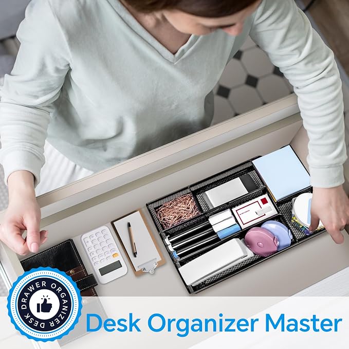 Desk Drawer Organizer, Office Drawer Divider Organizer Tray - Image 6