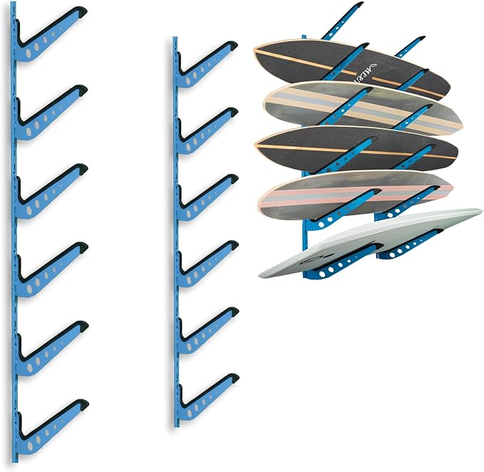 Snowboard Wall Mount, Adjustable 5/6 Board Surfboard Rack, Surfboard Wall by ShouRong