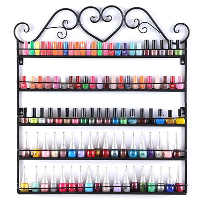 Dazone DIY Mounted 5 Shelf Nail Polish Wall Rack Organizer Holds 100 Bottles by DAZONE