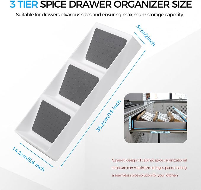 Kitchen Drawer Organizer, 2 Pack, Pantry Organizers and Storage, Spice Rack - Image 5