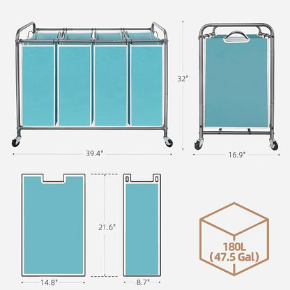STORAGE MANIAC Laundry Sorter 4 Section, 47.8 Gal Laundry Hamper - Image 3
