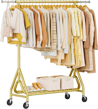 Heavy Duty Clothes Rack, Metal Clothing Rack Load 450 LBS, Rolling Coat Racks by JIEJIERUI